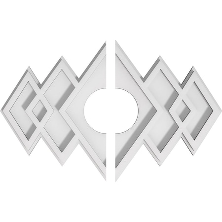 Ekena Millwork Zoe Architectural Grade PVC Ceiling Medallion, 14"W x 9 3/8"H x 3"ID x 4 1/4"C x 1"P, Two-Piece CMP14X9ZE2-03000